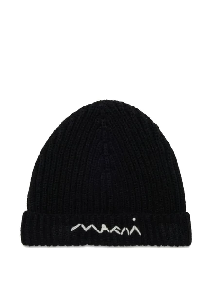 Детская шапка-бини Marni Kids с логотипом, черная