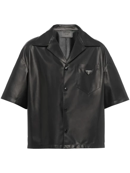 Рубашка для боулинга из кожи Prada nappa black