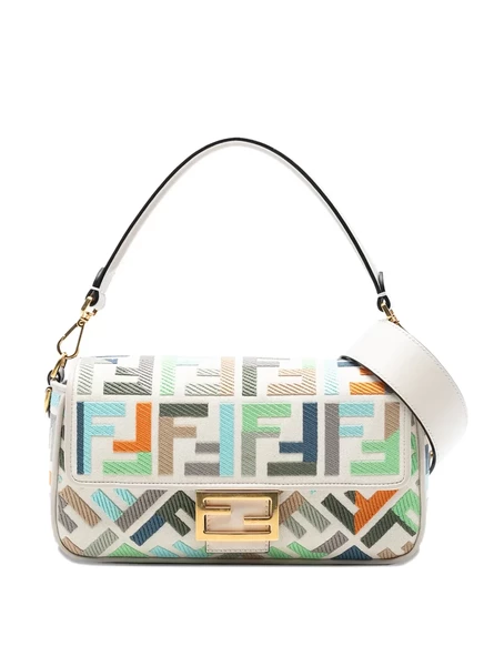 Ранец из холщового багета с вышивкой Zucca, бывший в употреблении у Fendi 2010-2025