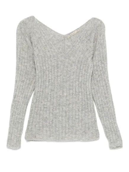 Свитер в рубчик Paloma Wool Vita с V-образным вырезом grey
