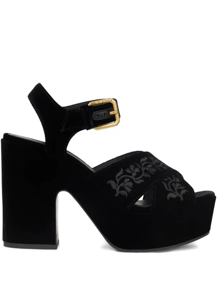 Бархатные босоножки ETRO длиной 100 мм black