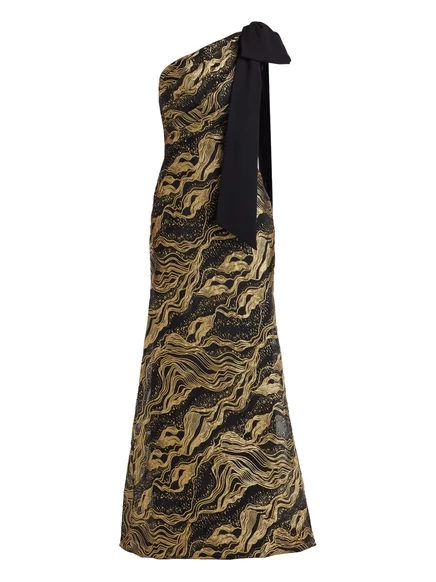 Макси-платье Tadashi Shoji с бантом на одно плечо black