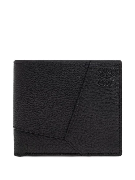 Мужской кожаный кошелек Loewe с тиснёным логотипом, черный