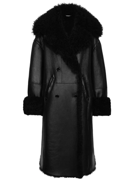 Пальто Dolce & Gabbana на подкладке из овечьей шерсти с широкими лацканами black
