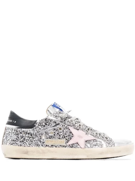 Женские кроссовки Golden Goose Superstar с блёстками, серебристые