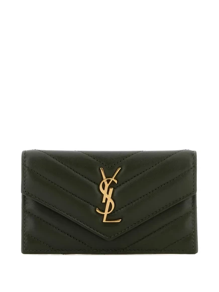 Женский картхолдер Saint Laurent стеганый, зеленый