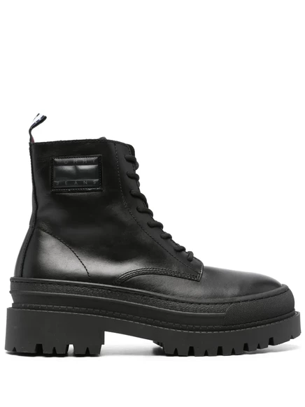 Кожаные ботинки Tommy Jeans Foxing на шнуровке black