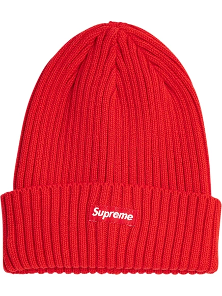 Унисекс вязаная шапка Supreme с нашивкой-логотипом, красная