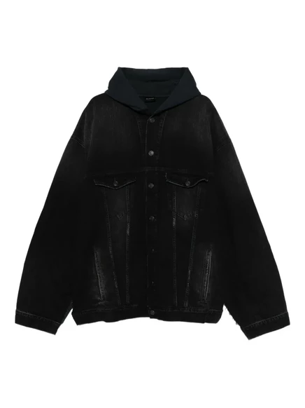 Мужская куртка Balenciaga с капюшоном и логотипом, черная