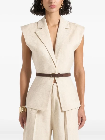 Льняной жилет Manière De Voir Linda с широким поясом на плечах neutrals