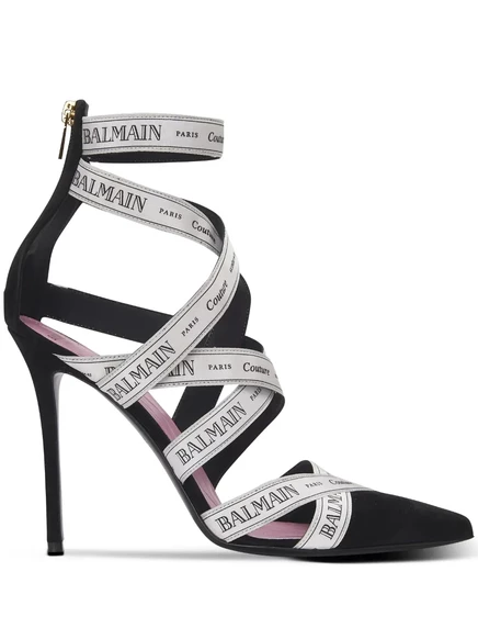 Женские туфли-лодочки Balmain Couture Ribbon, черно-белые