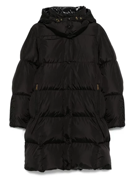 Стеганое пальто Moncler с капюшоном black