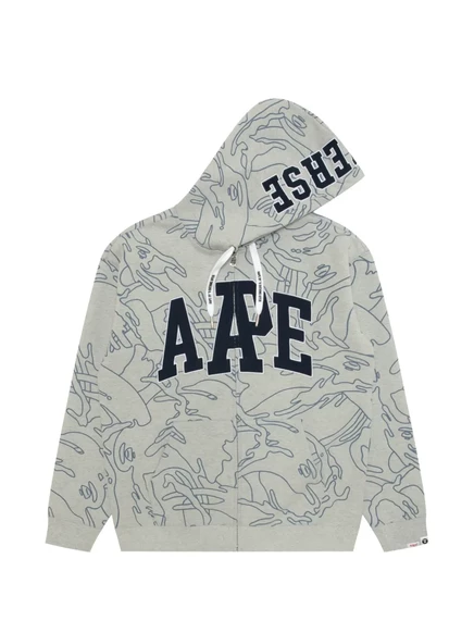 Мужское худи AAPE BY A BATHING APE на молнии, серое