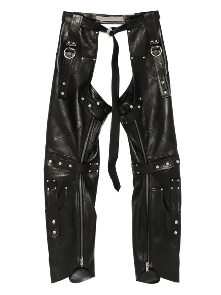 Брюки на молнии с заклепками Rick Owens Leo black