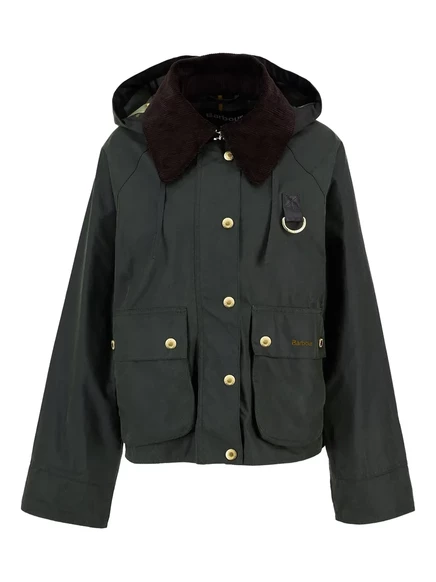 Вельветовая куртка Barbour с капюшоном и воротником-стойкой green