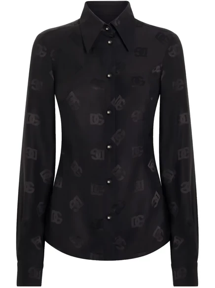 Жаккардовая рубашка с логотипом ДНК Dolce & Gabbana  black
