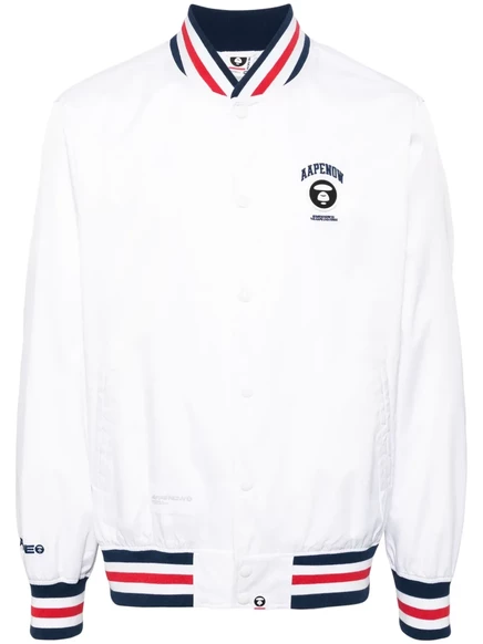 Мужской бомбер AAPE BY A BATHING APE с контрастной полоской, белый