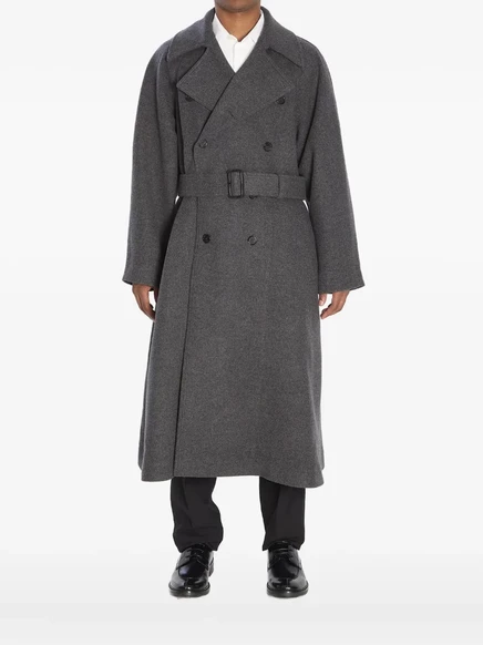 Двубортное кашемировое пальто Saint Laurent grey