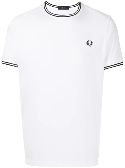 Мужская футболка Fred Perry Twin Tipped, полосатая, белая