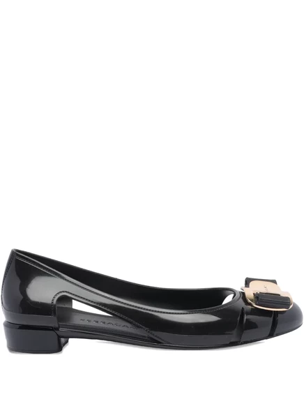 Женские балетки Ferragamo 30 мм кожаные, черные