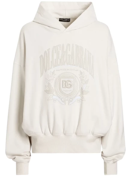Мужское худи Dolce & Gabbana с логотипом, кремово-белое