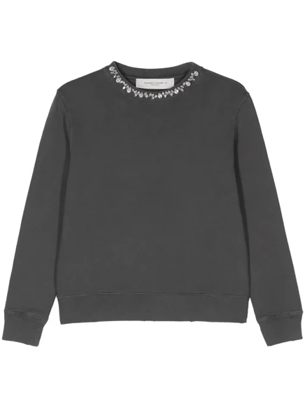 Женский свитшот Golden Goose с кристаллами, серый