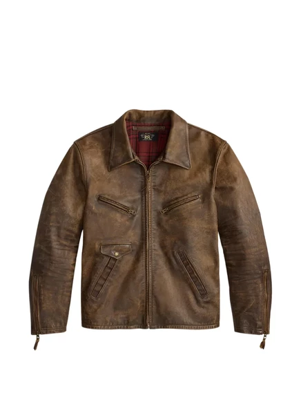 Мужская кожаная куртка Ralph Lauren RRL, коричневая