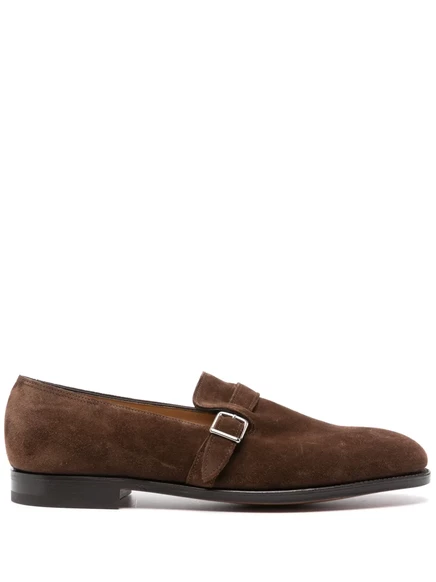 Мужские лоферы John Lobb замшевые с пряжкой, коричневые