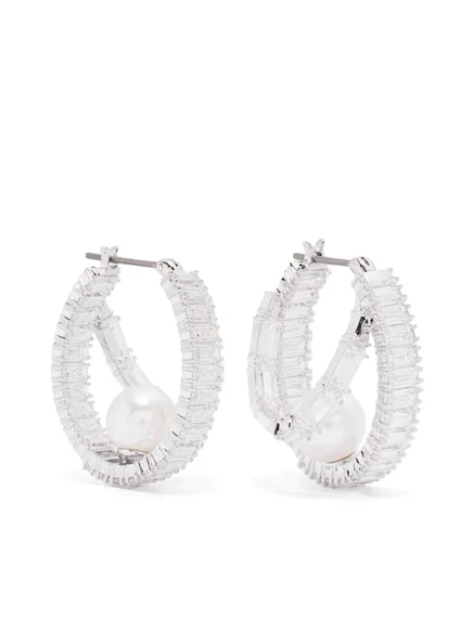 Женские серьги-кольца Swarovski с белым жемчугом