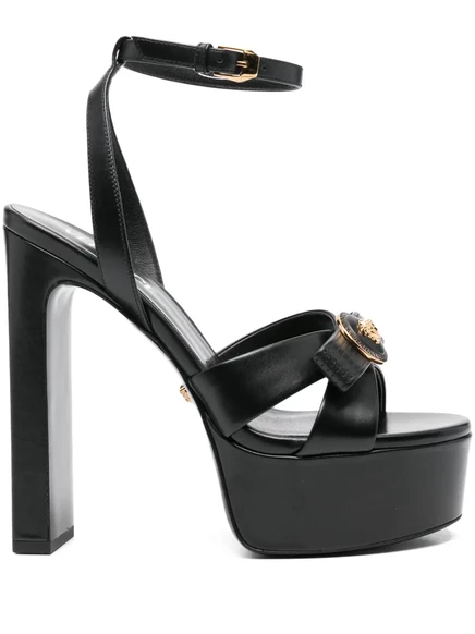 Босоножки с лентой Gianni от Versace длиной 140 мм black
