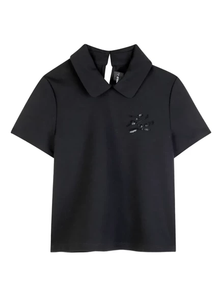 Детская блузка Karl Lagerfeld Kids с пайетками, черная