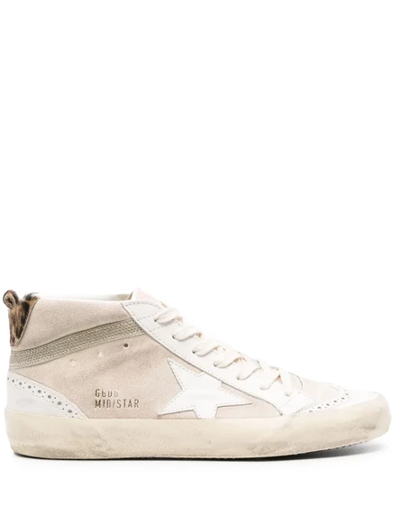 Женские кеды Golden Goose Mid Star из замши, бежево‑белые