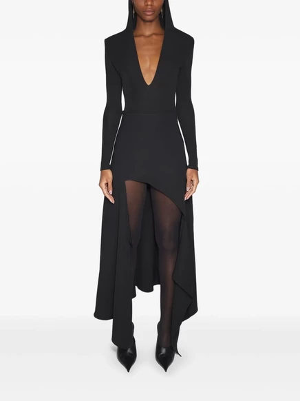 Женское боди Mugler асимметричное с капюшоном, черное