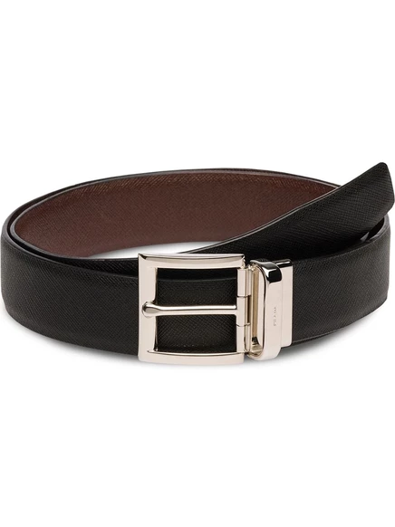 Реверсивный кожаный ремень Prada black