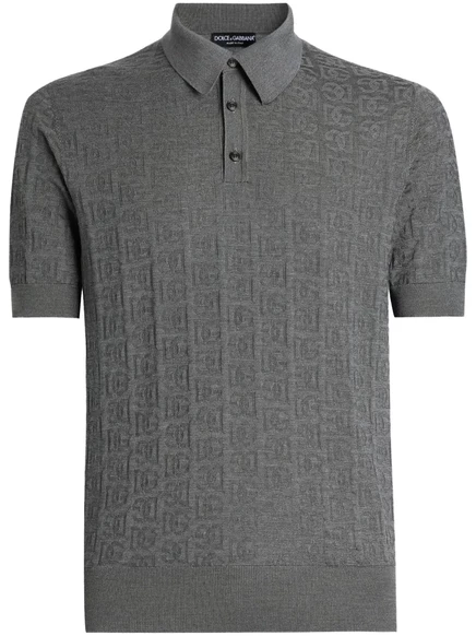 Жаккардовая рубашка поло с логотипом Dolce & Gabbana grey