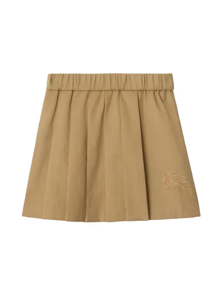 Детская юбка Burberry Kids плиссе с вышивкой, песочная