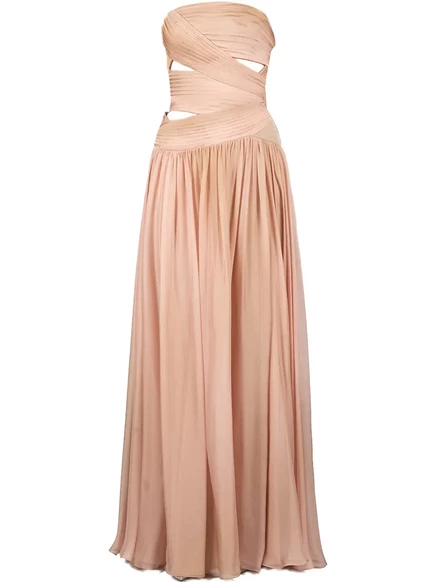 Женское вечернее платье Elie Saab из шифона без бретелей, розовое