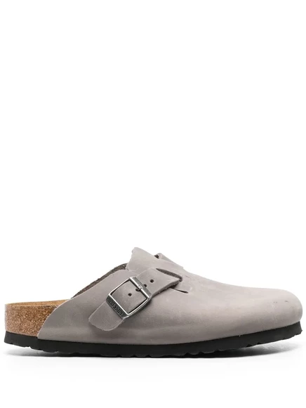 Женские сабо Birkenstock Boston с пряжкой, серые