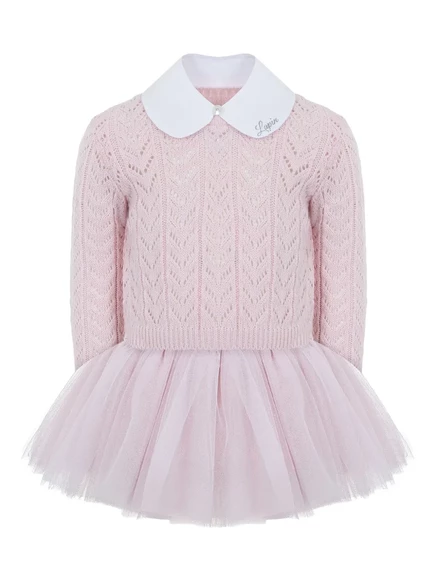 Вязаное фатиновое платье Lapin House из тюля pink