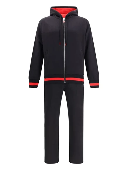 Мужской костюм Kiton худи, черный с красным кантом