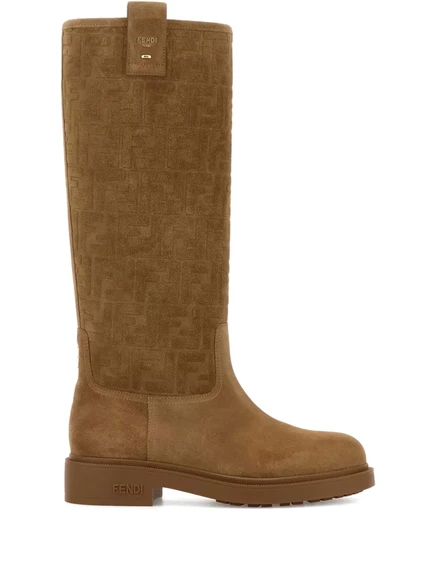 Замшевые сапоги до колен от FENDI brown