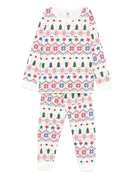Пижама с рисунком Petit Bateau Fairisle white