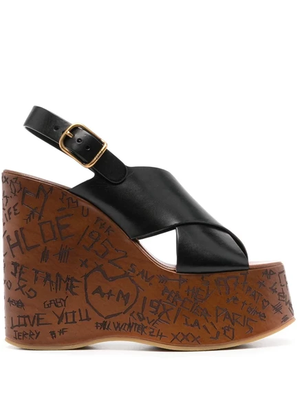 Босоножки на танкетке Chloé 130 мм Maxime black