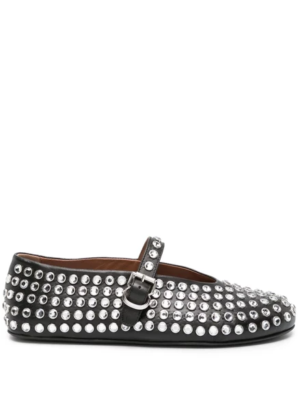 Женские балетки Alaïa из кожи с кристаллами, черные