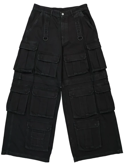 Унисекс широкие джинсы VETEMENTS Multipocket, черные
