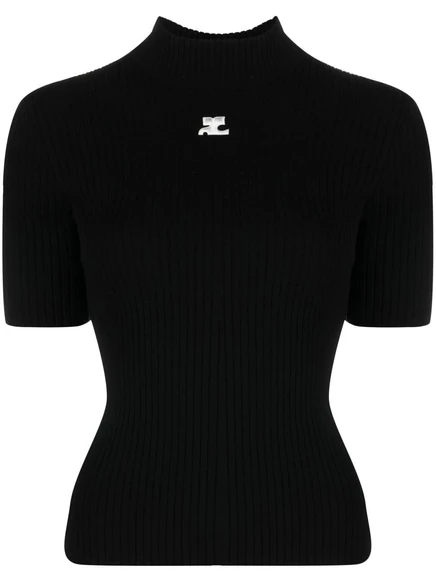 Женский свитер Courrèges Reedition в рубчик, черный