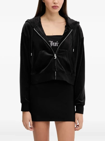 Женское велюровое худи Juicy Couture, черное