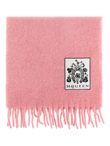 Женский шарф Alexander McQueen шерстяной смеси, розовый