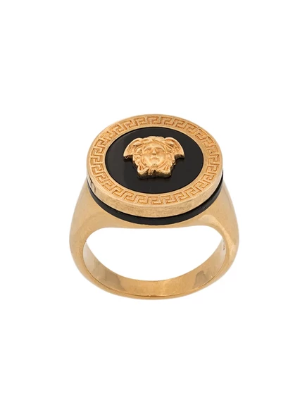 Мужское эмалевое кольцо Versace Medusa, золотистое