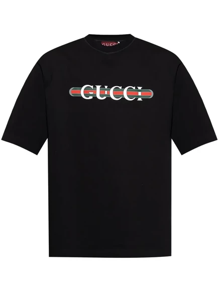 Мужская футболка Gucci Web из хлопка, черная